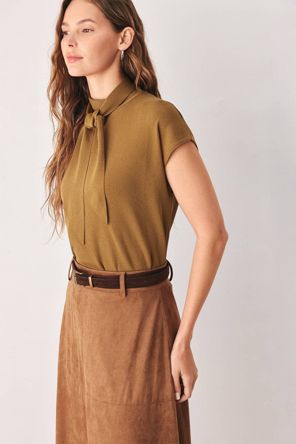 Tie-Neck Cap Sleeve Sweater — Hyacinth