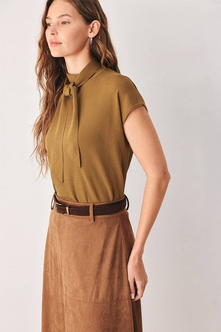 Tie-Neck Cap Sleeve Sweater — Hyacinth