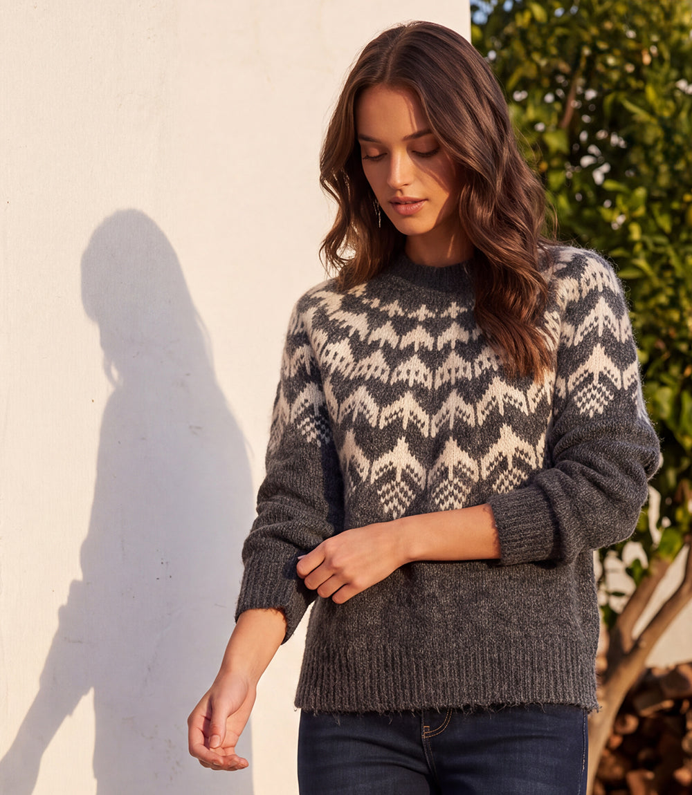 Jacquard Crewneck Sweater