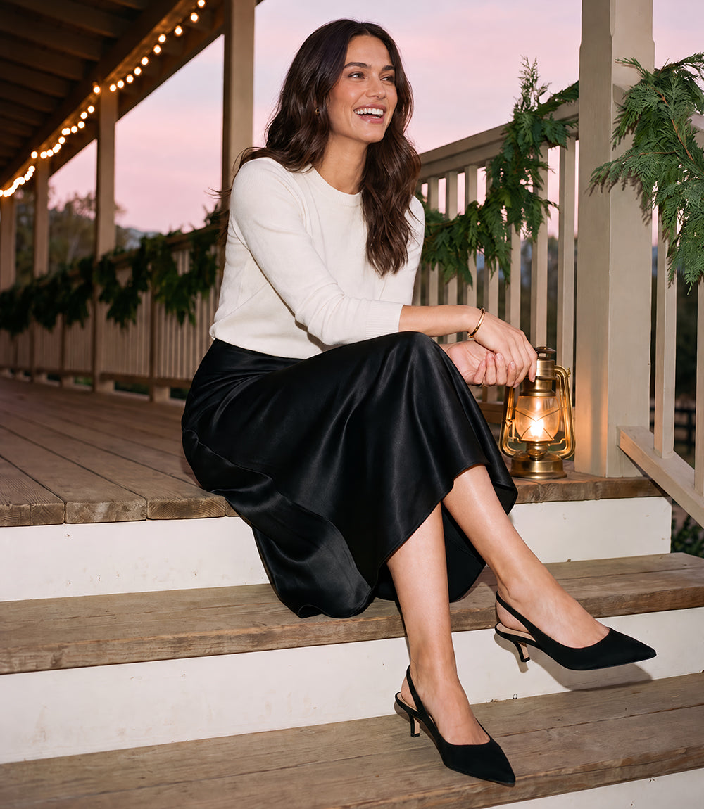 Satin Bias Cut Midi Skirt