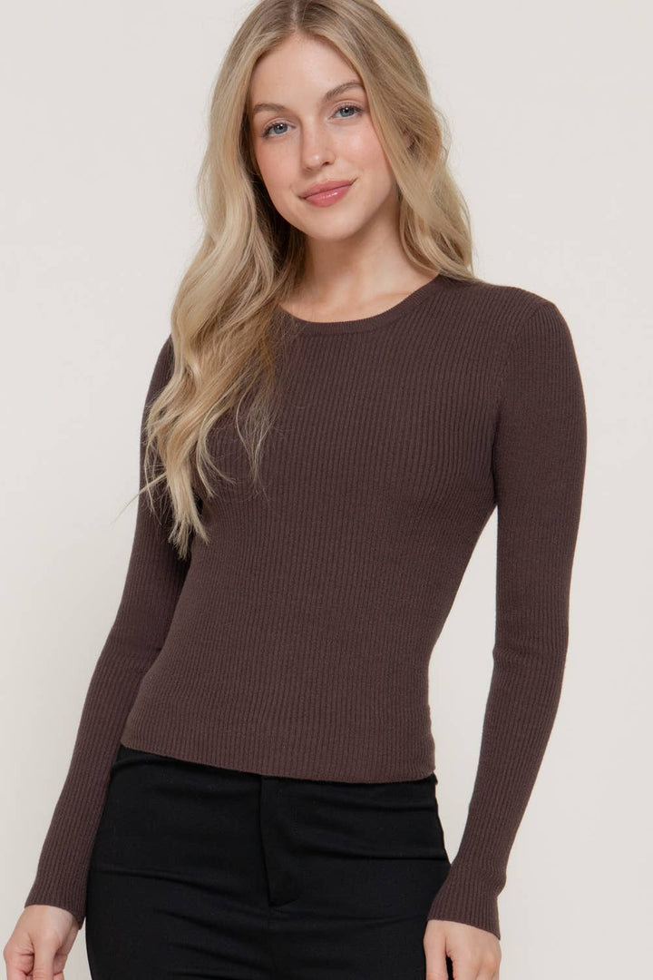 Ribbed Crewneck Sweater — Clementine