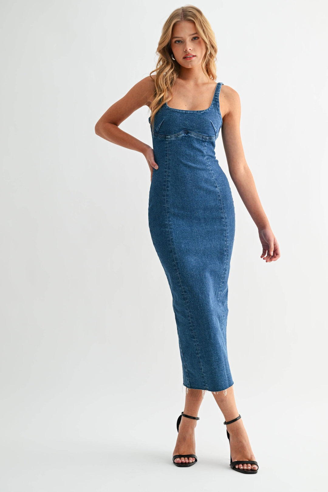 Jemina Denim Women's Seamed Denim Dress - Blue