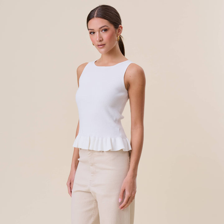 Ruffle Rib-Knit Top — Perpetua