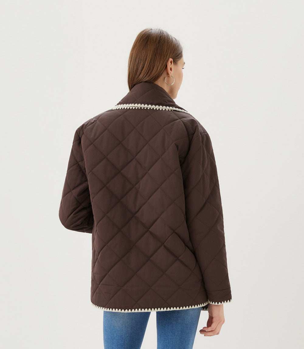 Edge Stitch Quilted Scarf Jacket