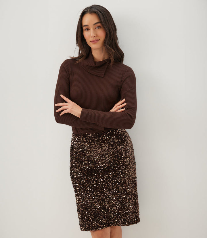 Velvet Sequin Pencil Skirt