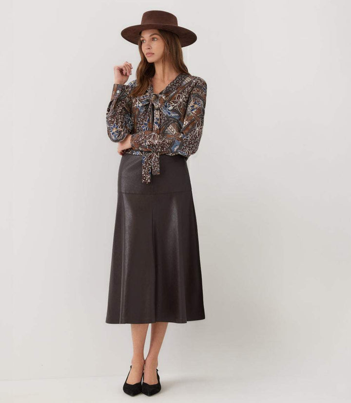 Faux Leather Midi Skirt