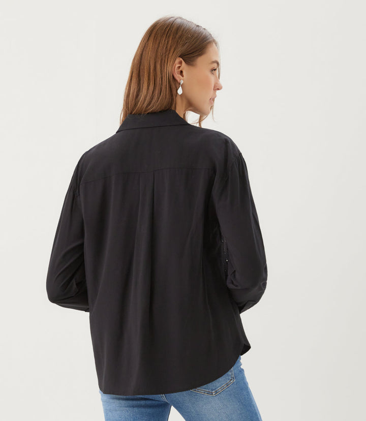 Long Sleeve Gemstone Button-Up Top