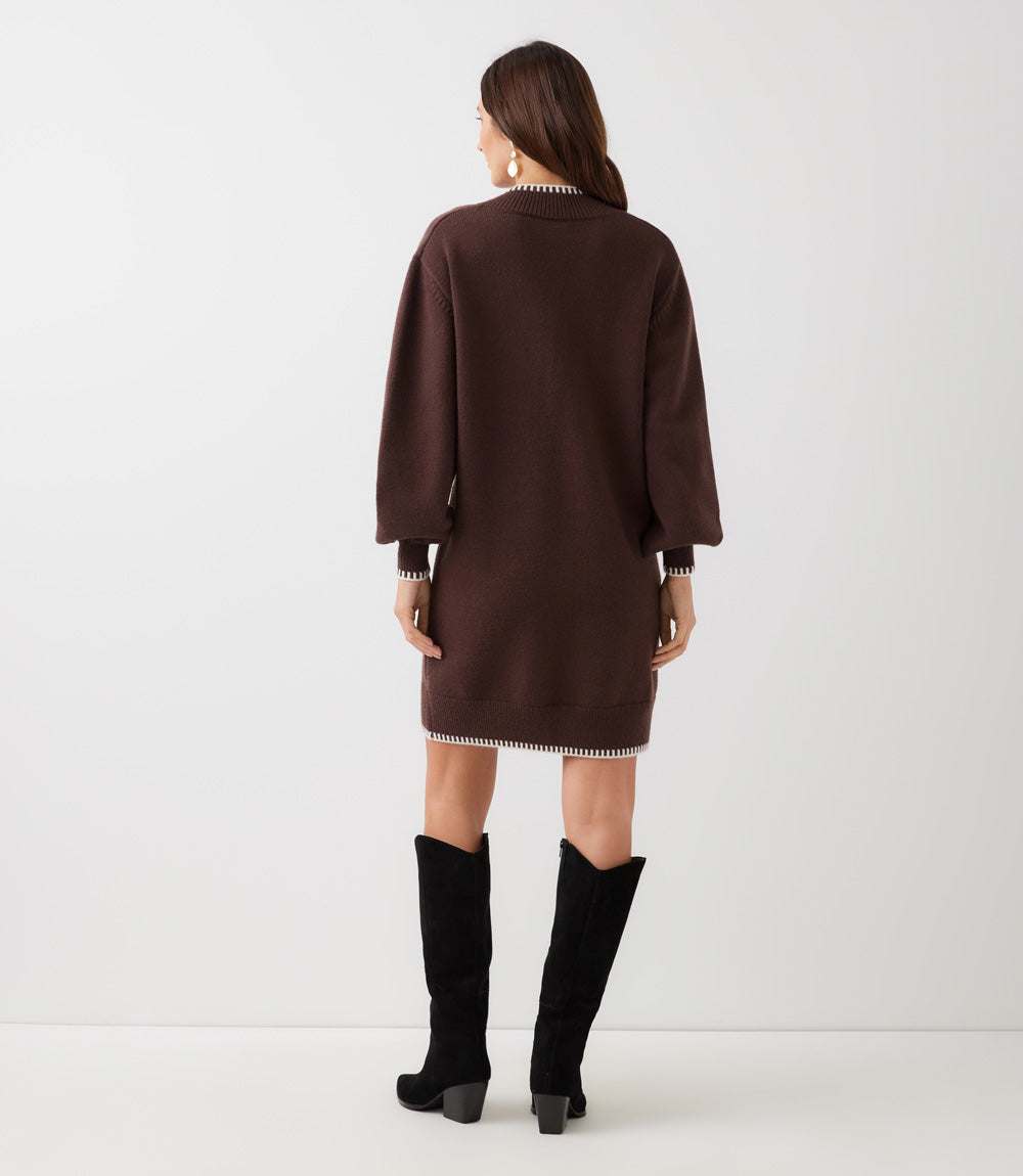 Varsity V-Neck Sweater Dress