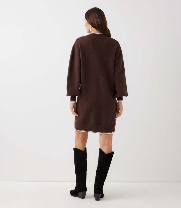 Varsity V-Neck Sweater Dress
