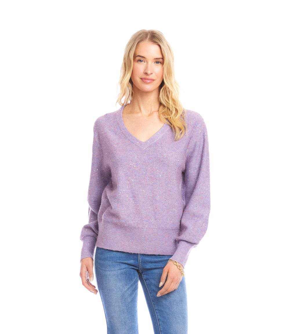 Sequin V-Neck Sweater