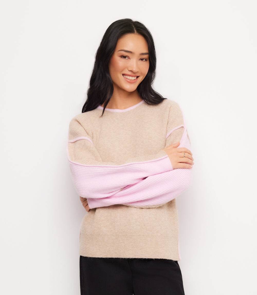 Colorblock Crewneck Sweater