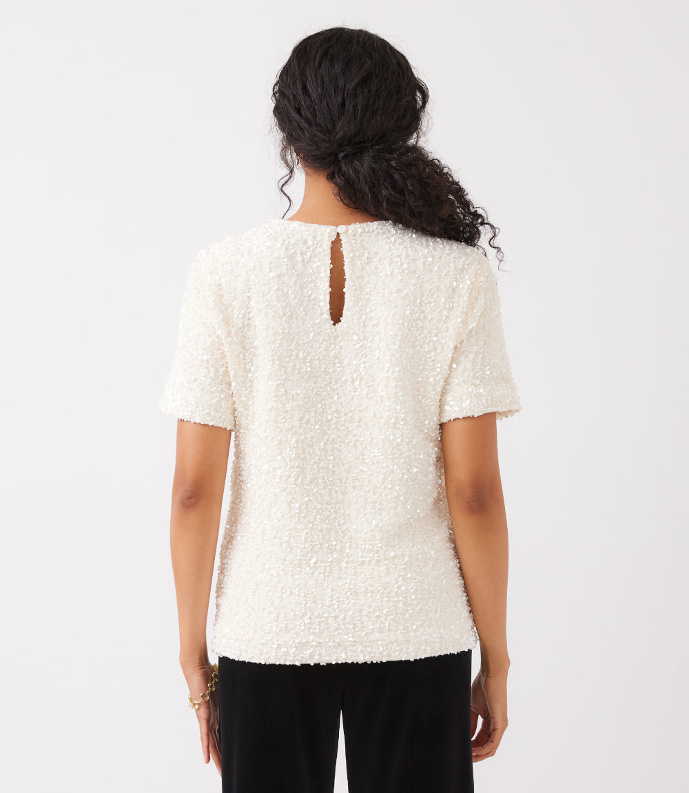 Velvet Short Sleeve Sequin Top