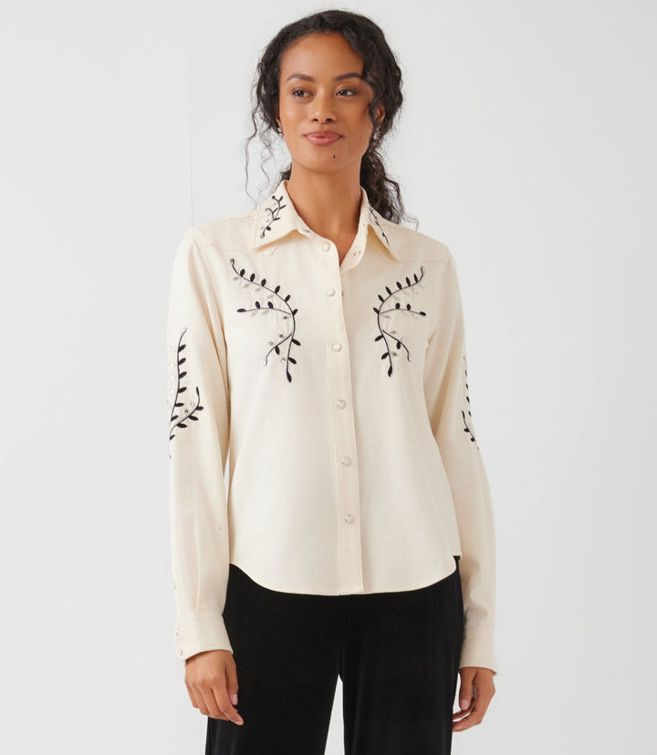 Long Sleeve Embroidered Western Button-Up Shirt