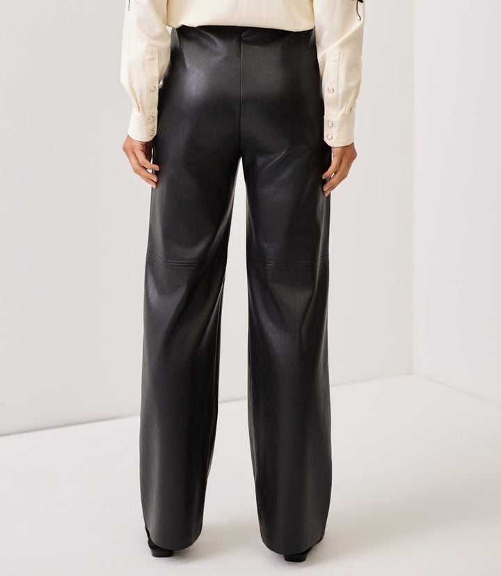 Faux Leather Pull On Full Length Pants