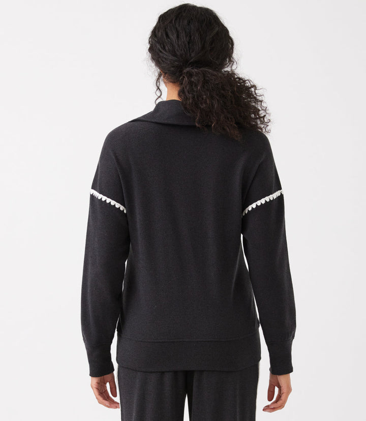 Edge Stitch Half-Zip Pullover Sweatshirt