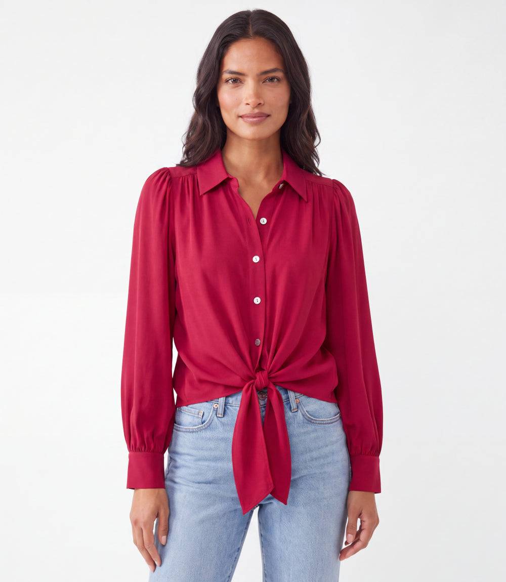 Long Sleeve Tie-Front Top