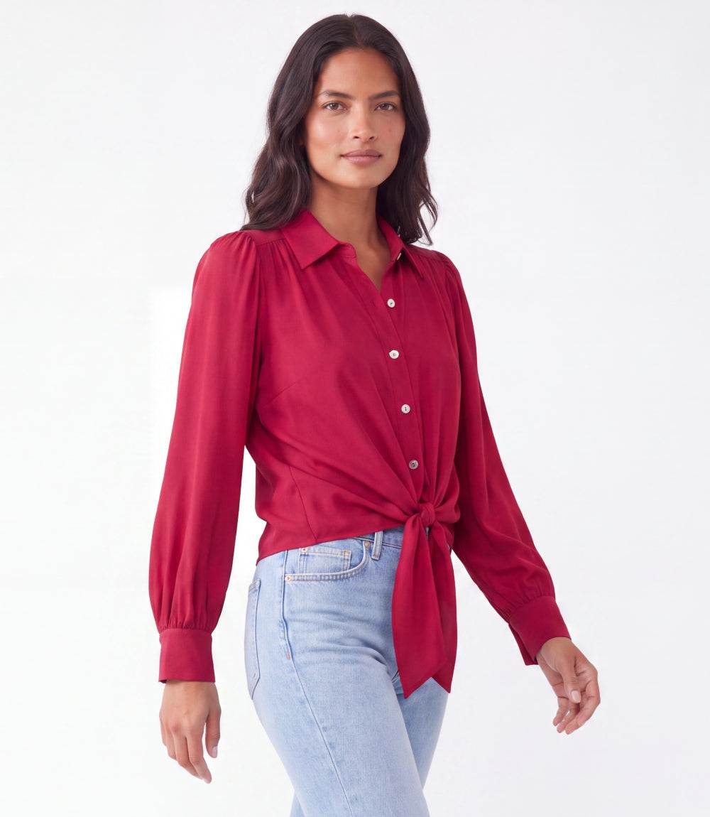 Long Sleeve Tie-Front Top