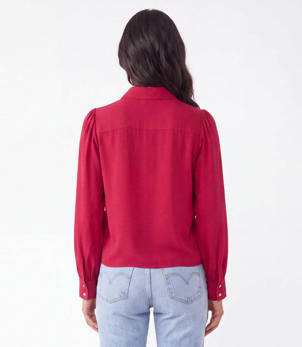 Long Sleeve Tie-Front Top