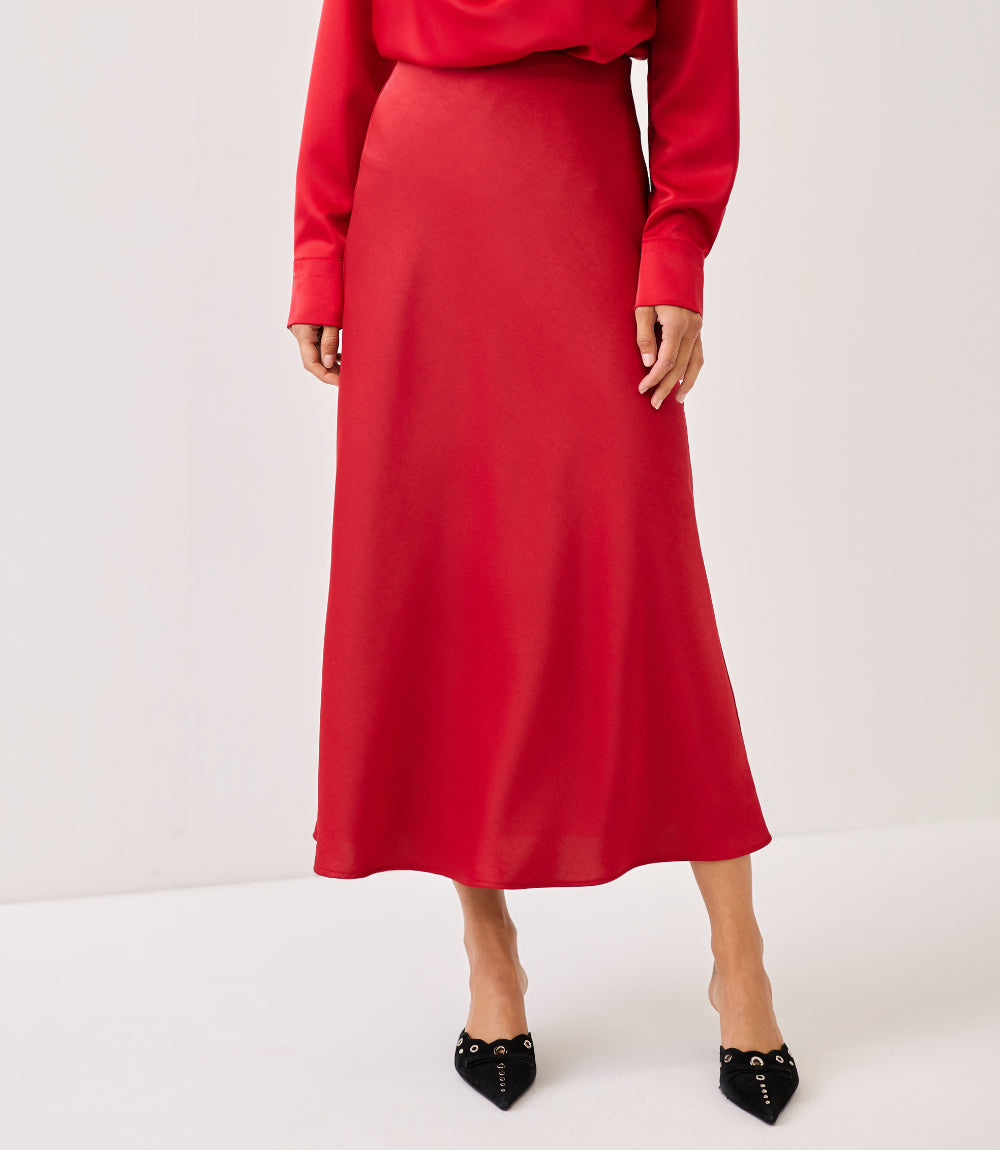 Satin Bias Cut Midi Skirt