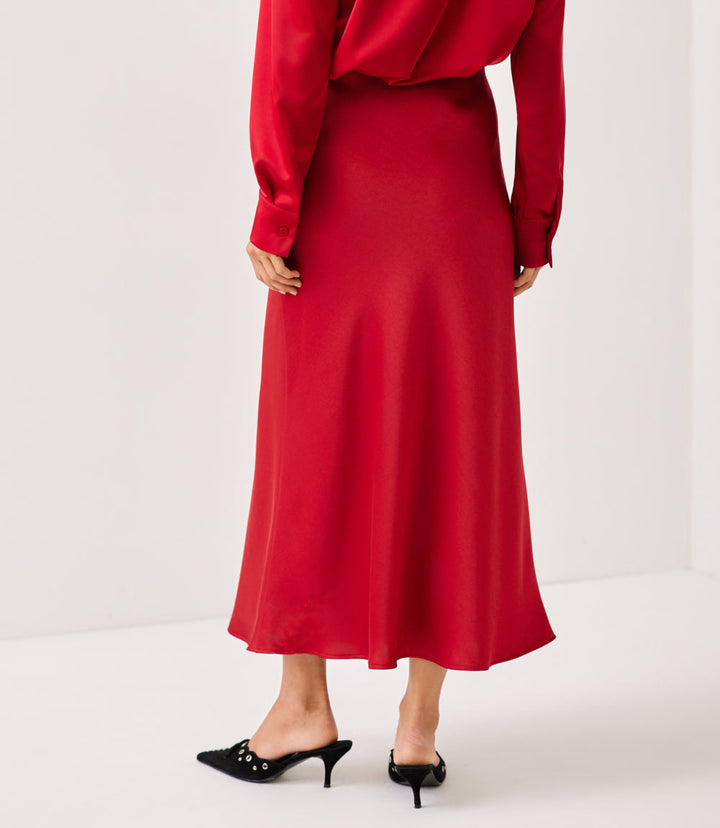 Satin Bias Cut Midi Skirt