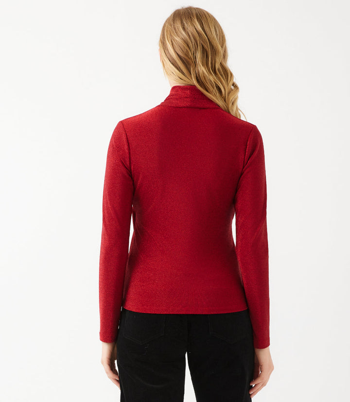 Long Sleeve Crossover Side-Shirred Top
