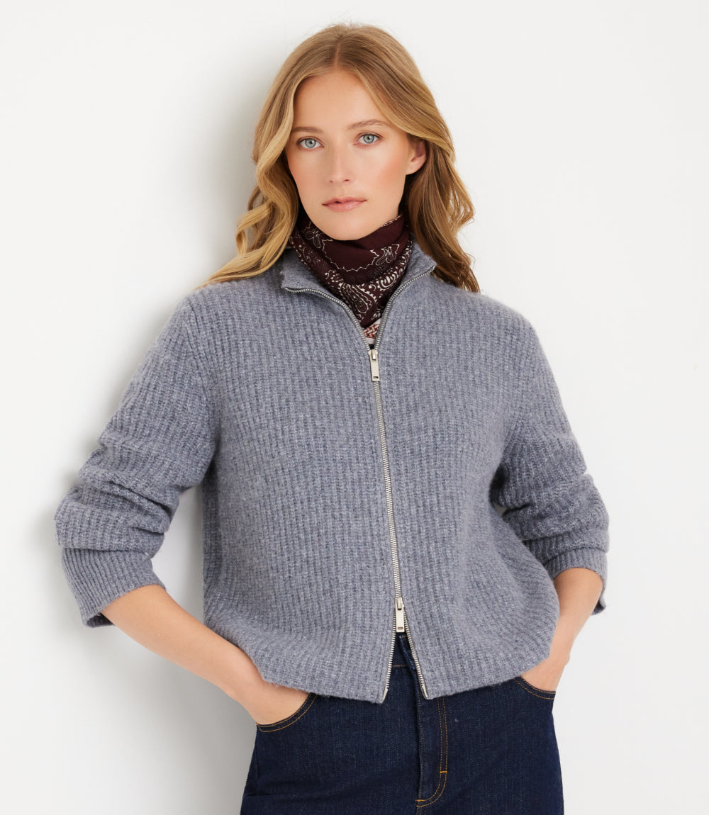 Mockneck Two-Way Zip Sweater