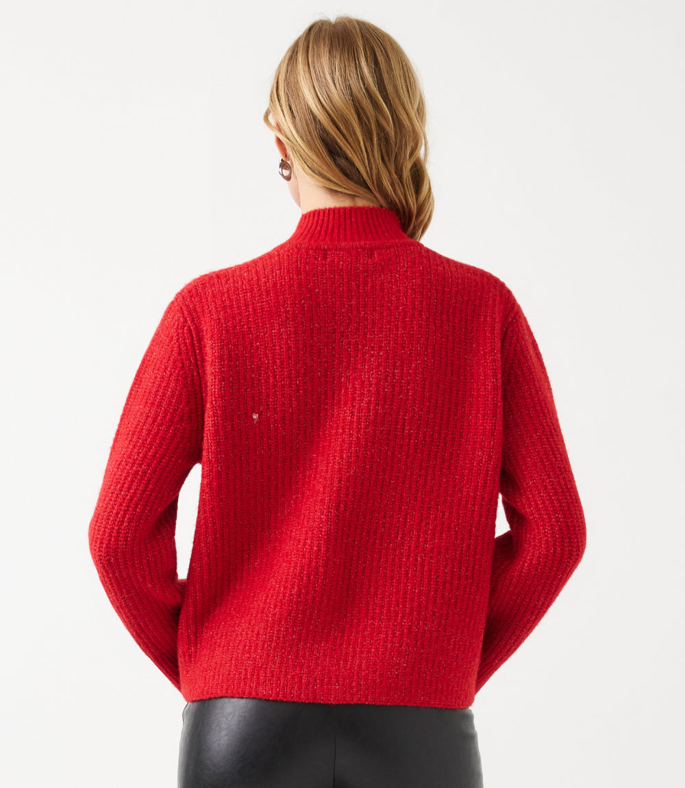Mockneck Two-Way Zip Sweater