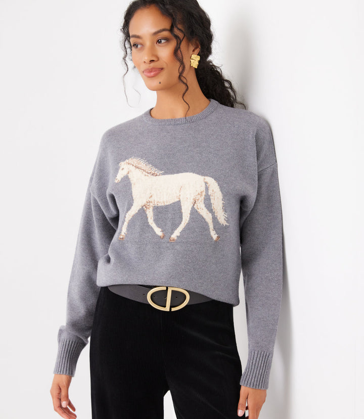 Equestrian Jacquard Crewneck Sweater