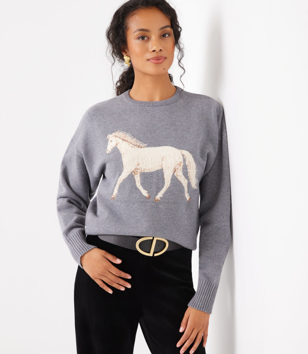 Equestrian Jacquard Crewneck Sweater