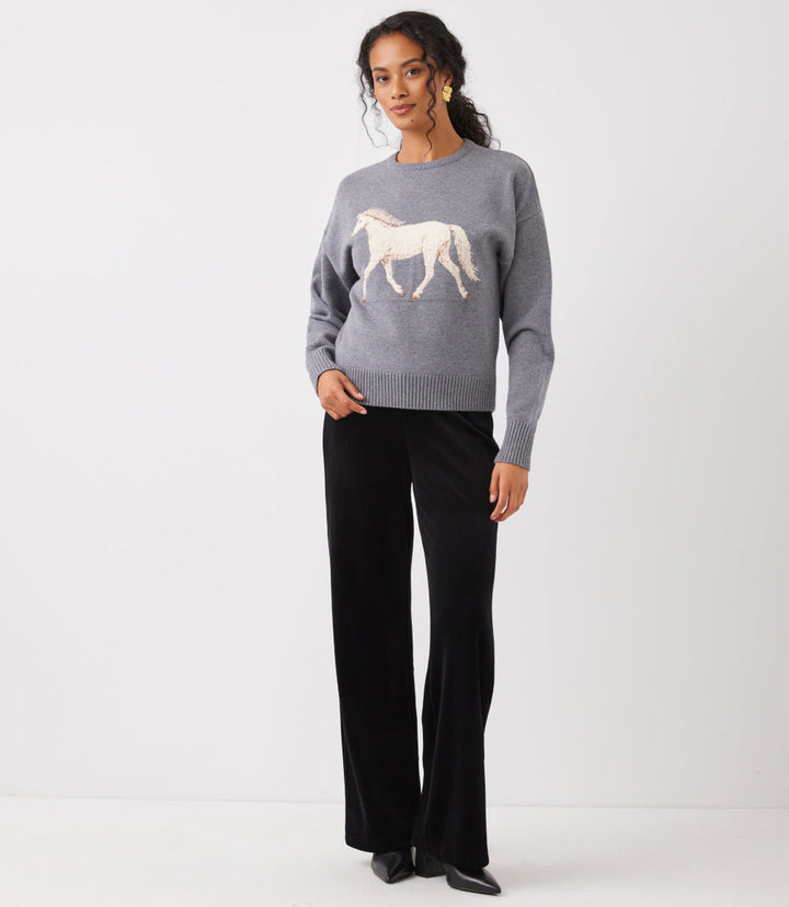 Equestrian Jacquard Crewneck Sweater