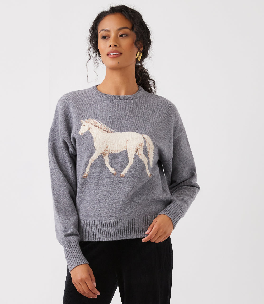 Equestrian Jacquard Crewneck Sweater