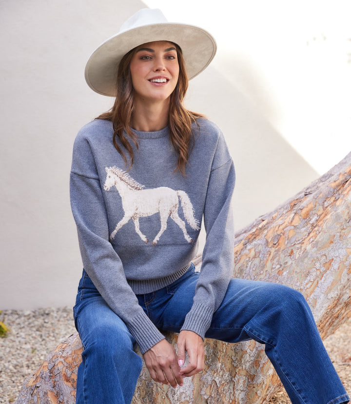 Equestrian Jacquard Crewneck Sweater