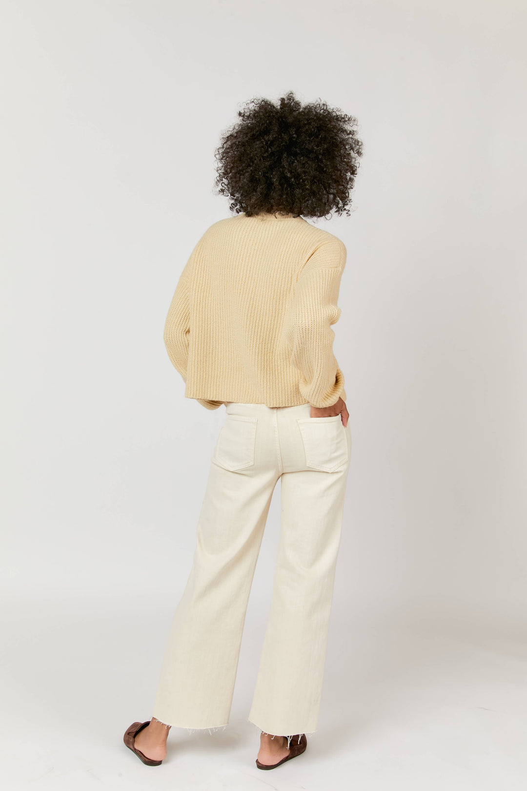 ecru cropped high-rise jean for women