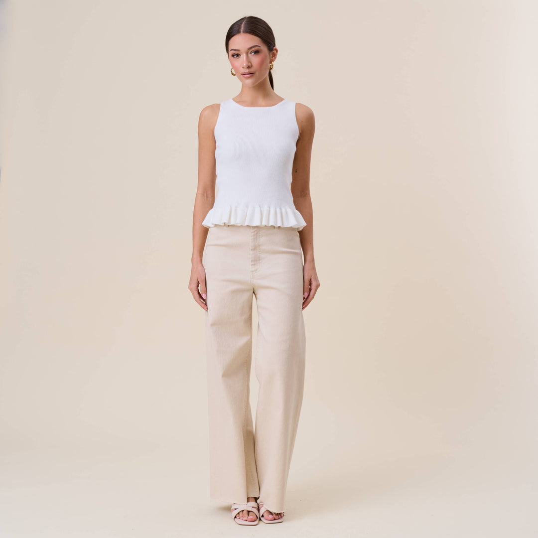 Ruffle Rib-Knit Top — Perpetua