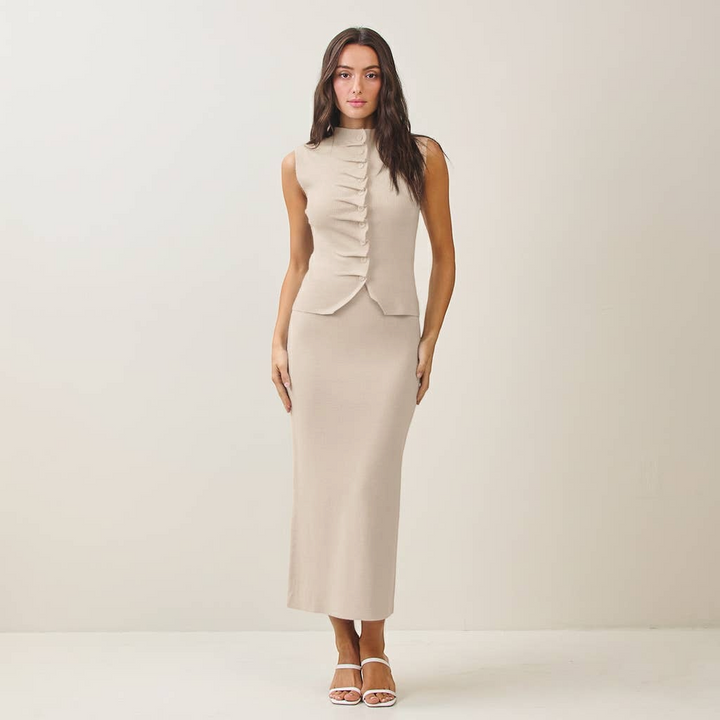sculpted knit skirt set for women