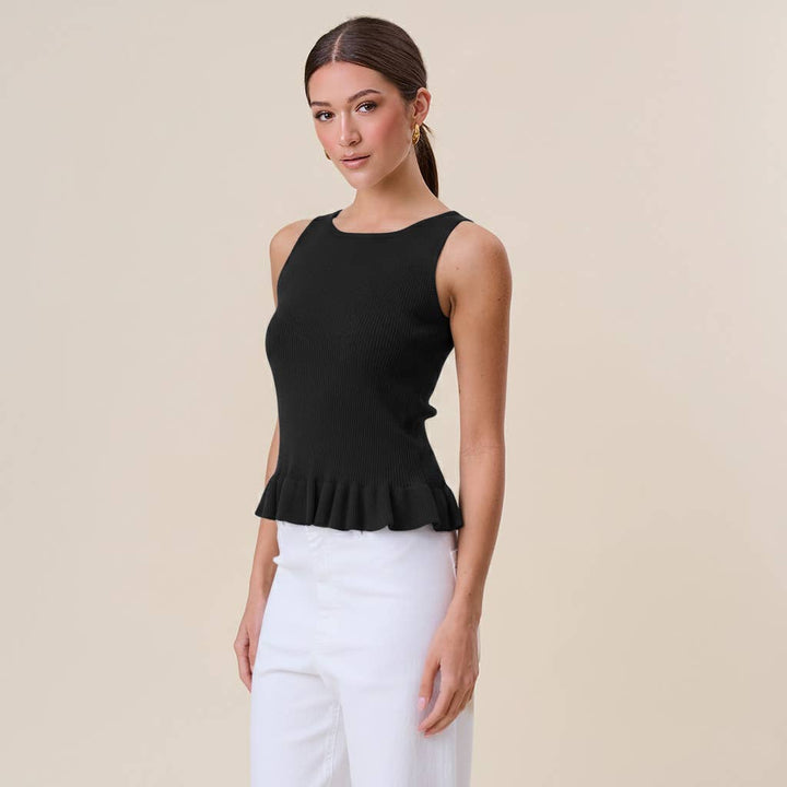 Ruffle Rib-Knit Top — Perpetua