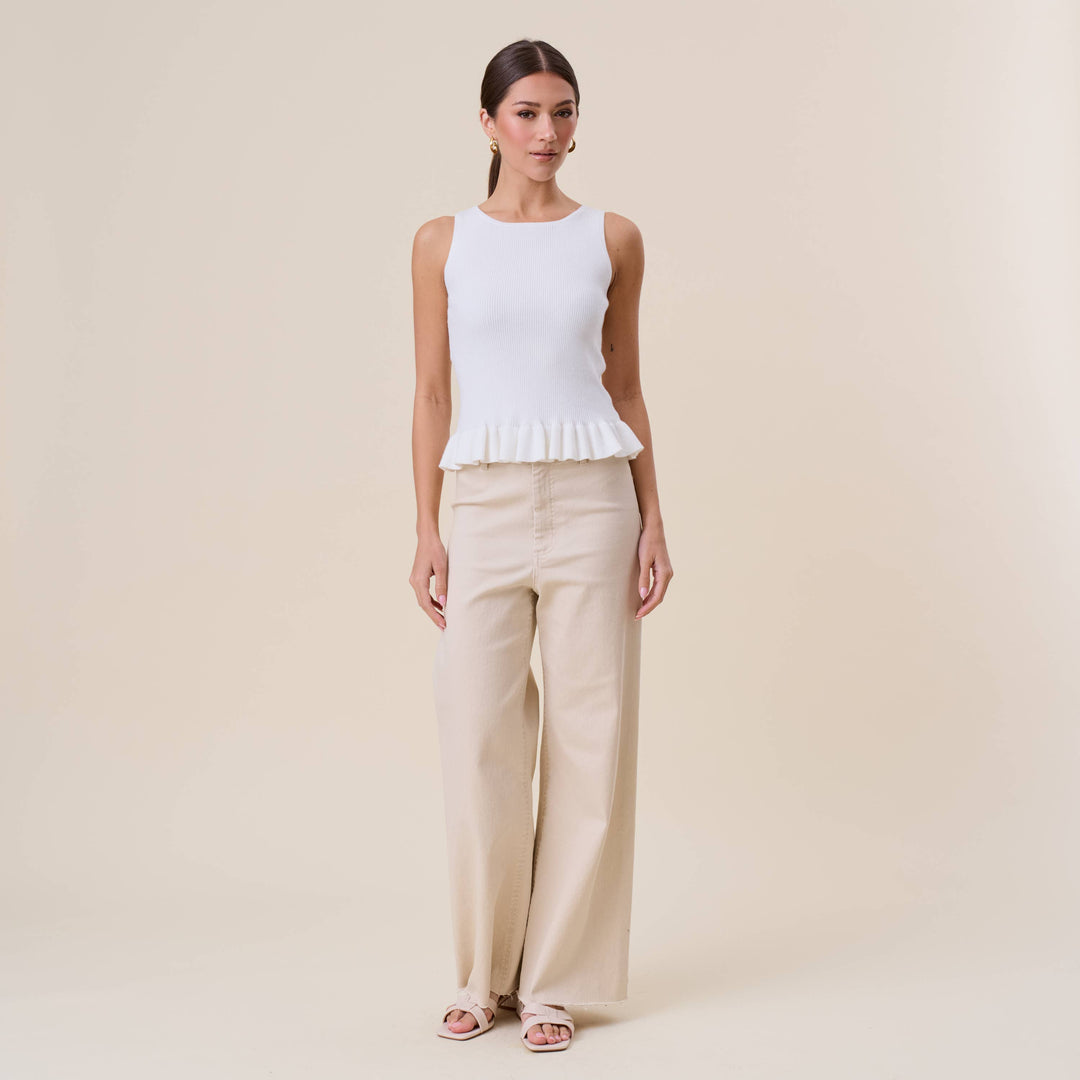 Ruffle Rib-Knit Top — Perpetua
