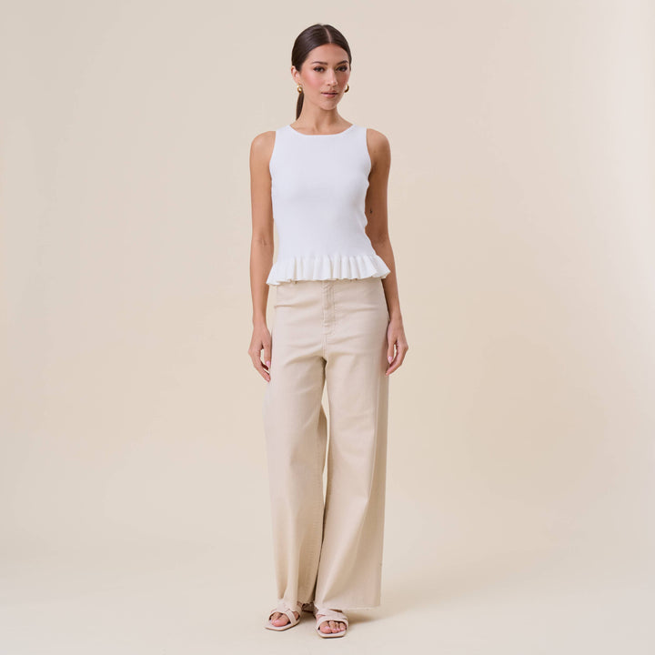 Ruffle Rib-Knit Top — Perpetua