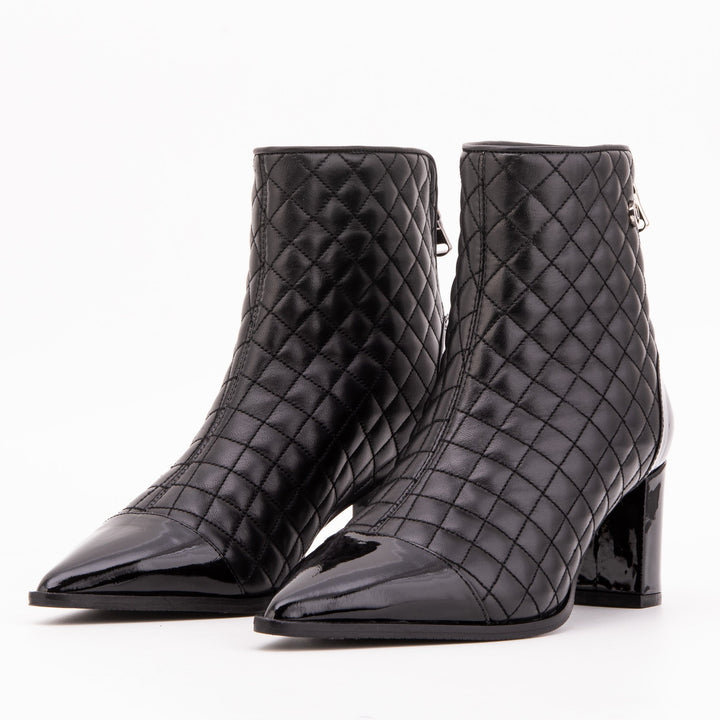 The Celeste Black Tip Quilted Leather Women’s Boot