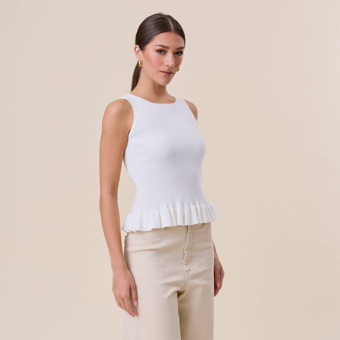Ruffle Rib-Knit Top — Perpetua