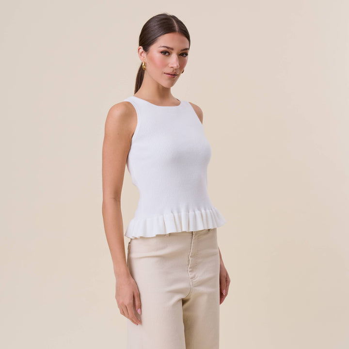 Ruffle Rib-Knit Top — Perpetua
