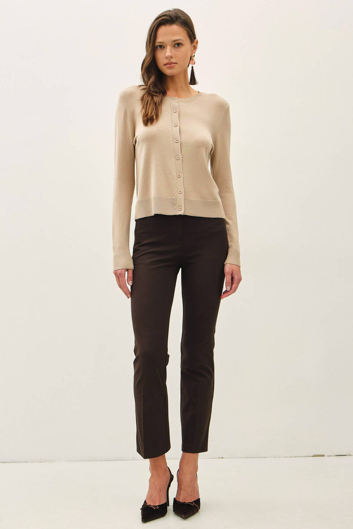 Crewneck Button-Up Cardigan — Xiomara
