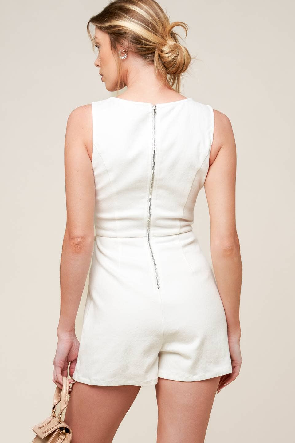 CAL JUNE The Lucienne Romper in White