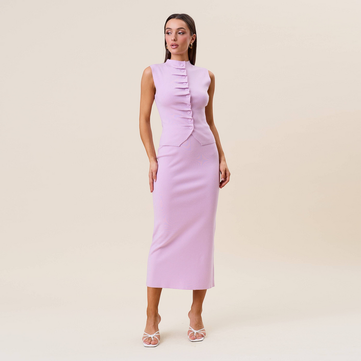 sculpted knit skirt set for women