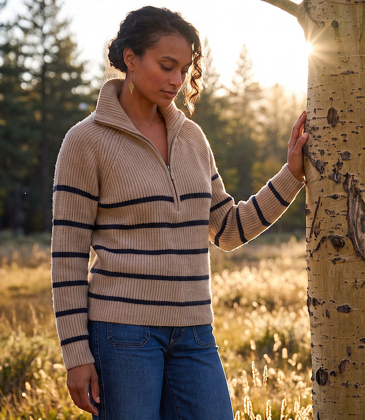 Stripe Half-Zip Sweater