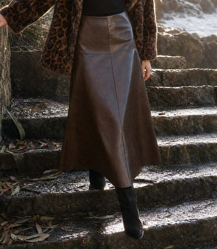 Faux Leather Midi Skirt