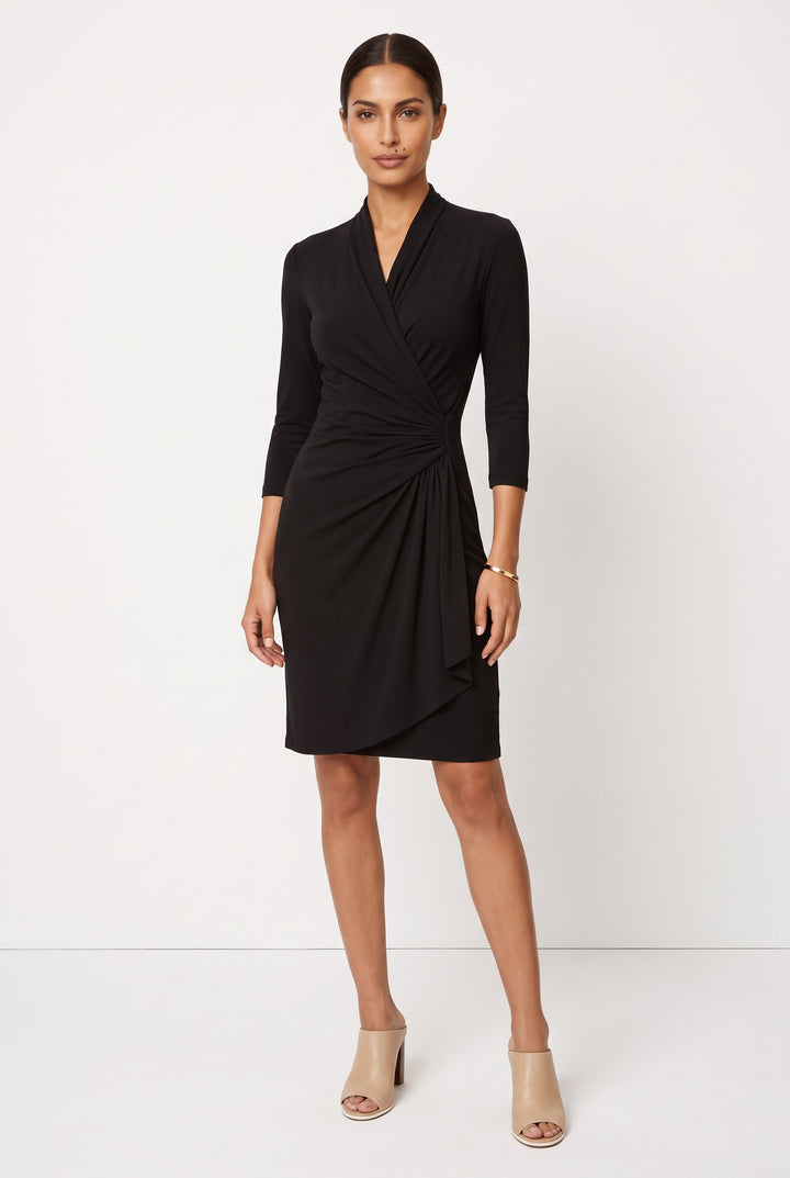 V-Neck Wrap Midi Dress — Kareen