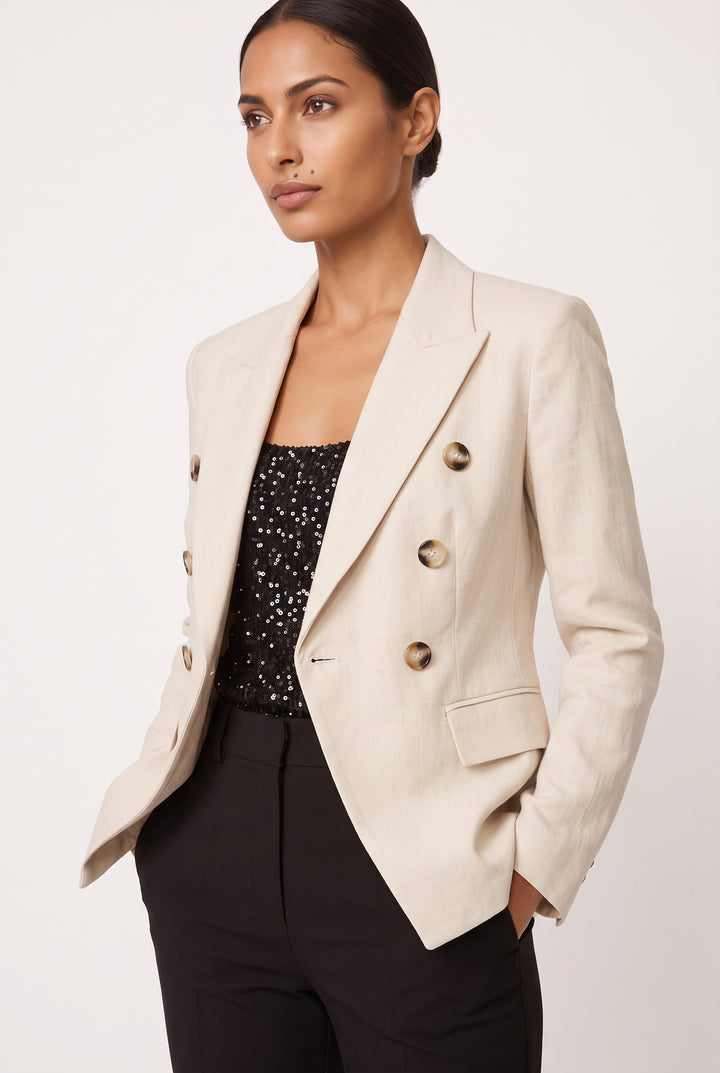 Double-Breasted Linen Blazer — Pandora