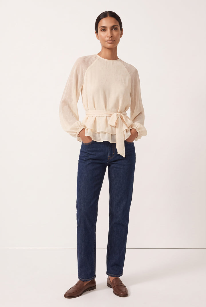 Semi-Sheer Embossed Blouse — Petra