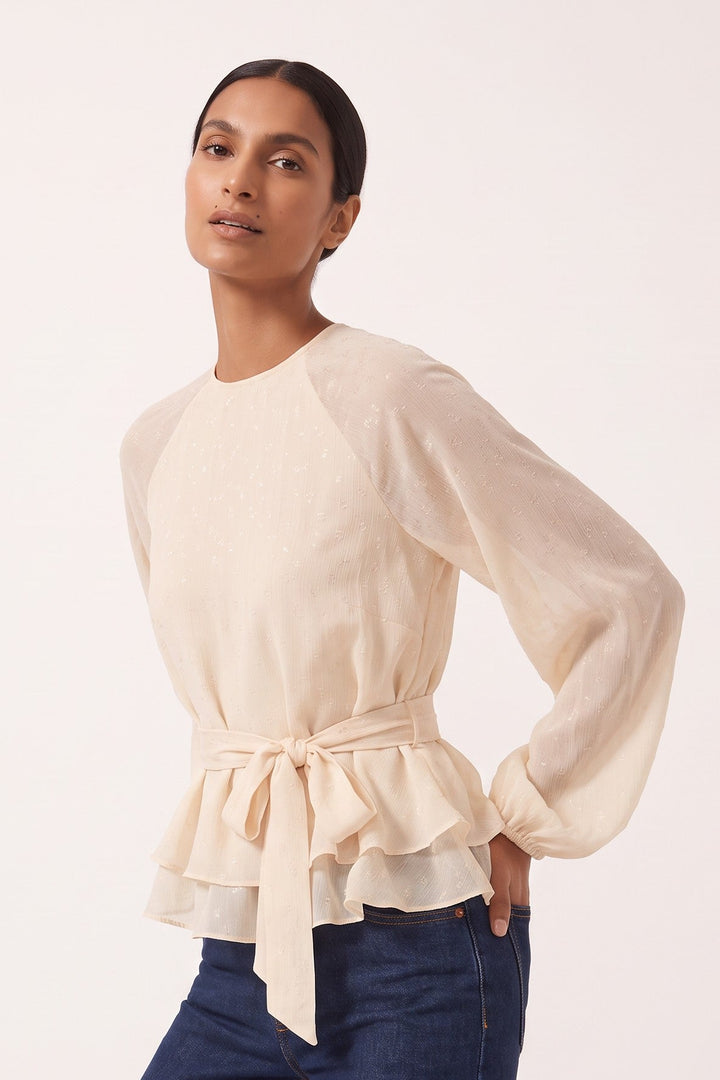 Semi-Sheer Embossed Blouse — Petra